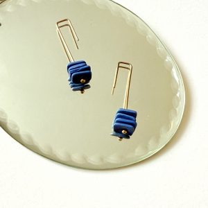 Boucles d’oreilles Aube en Porcelaine Bleu